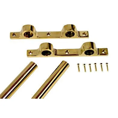 36 Inch Solid Brass Double Push Bar (Polished Brass Finish)