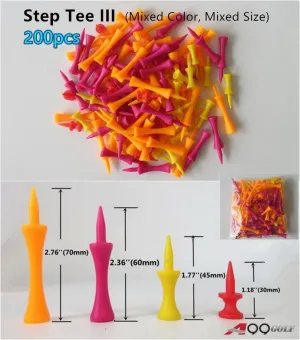 A99 Golf Step Tee III Castle Tees Step Down Plastic Tees  200 pcs Mixed Color Mixed Size (4 Colors 4 Sizes)