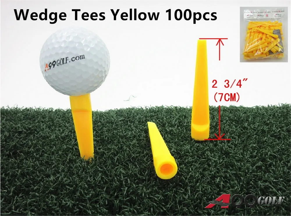 A99 Golf Wedge Tee Plastic Tees Golf Practice Training Accessories 70mm Yellow 100pcs