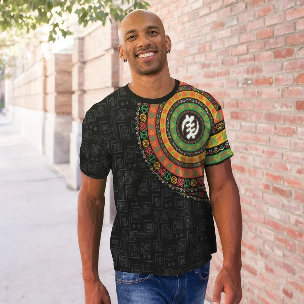 Adinkra Symbols Print Sleeve T-shirt