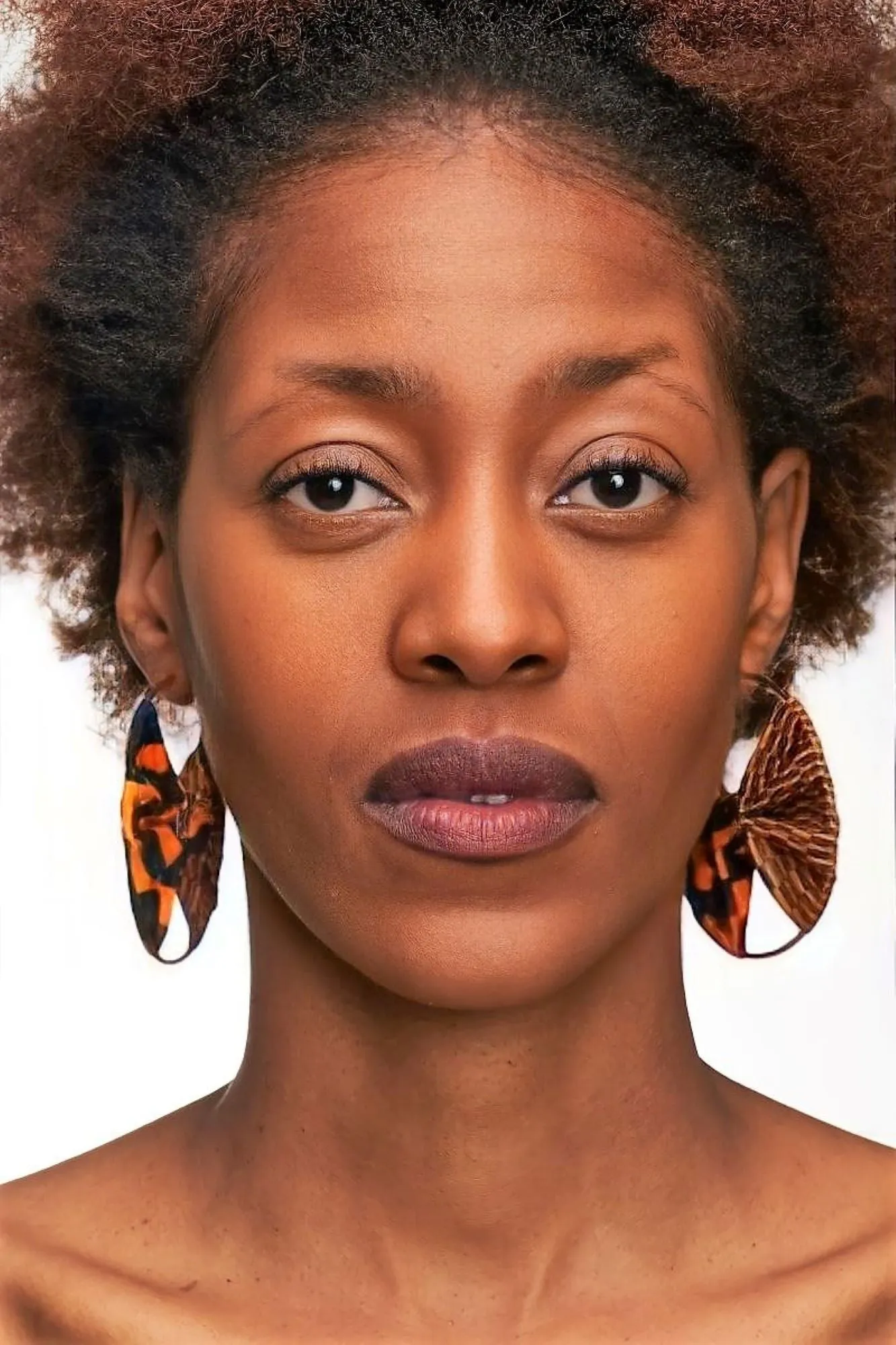 African Ankara Print Earrings-Orange and Black