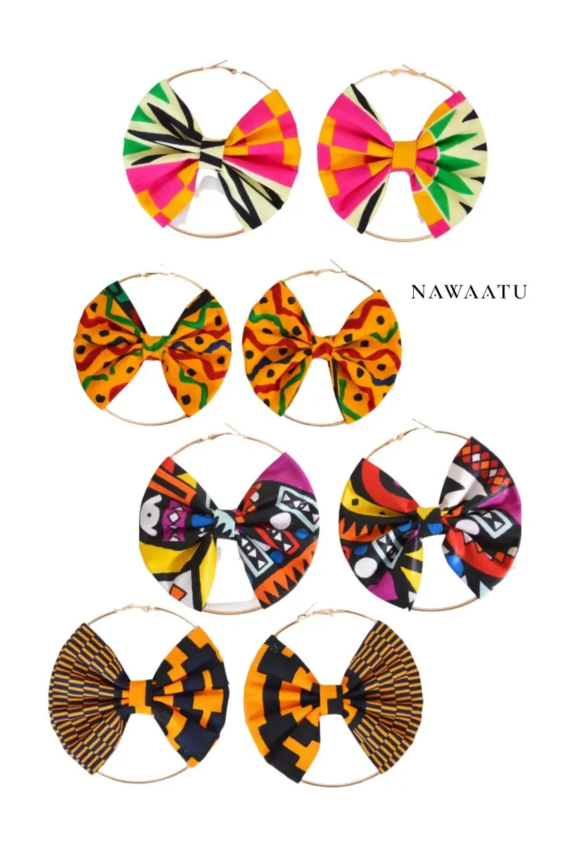 African Ankara Print Earrings-Orange and Black