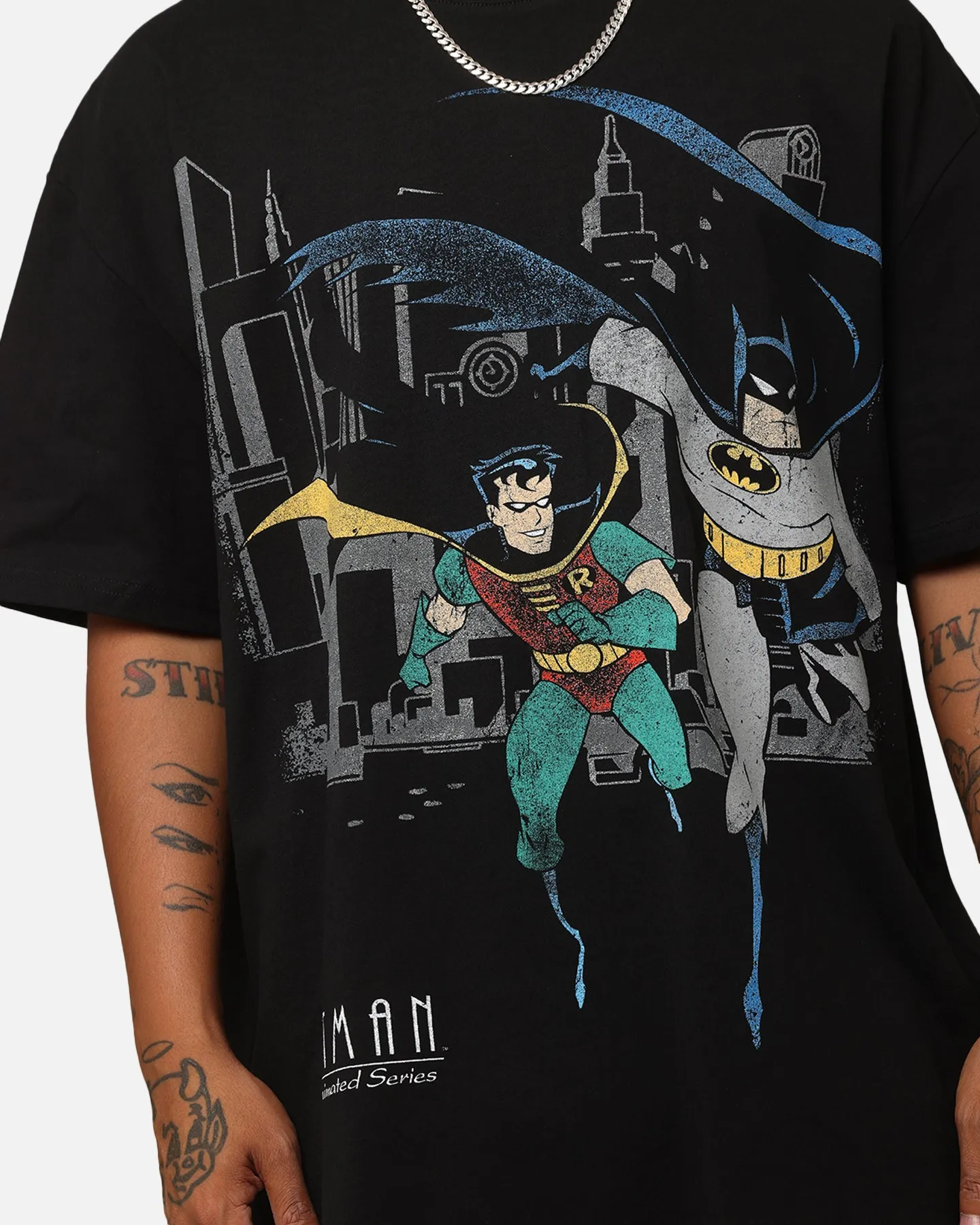 American Thrift X DC 1992 Batman And Robin Heavy T-Shirt Black