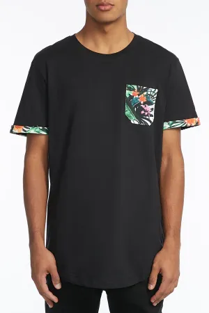 Amnesia Sold Black Tropical Pocket Tee