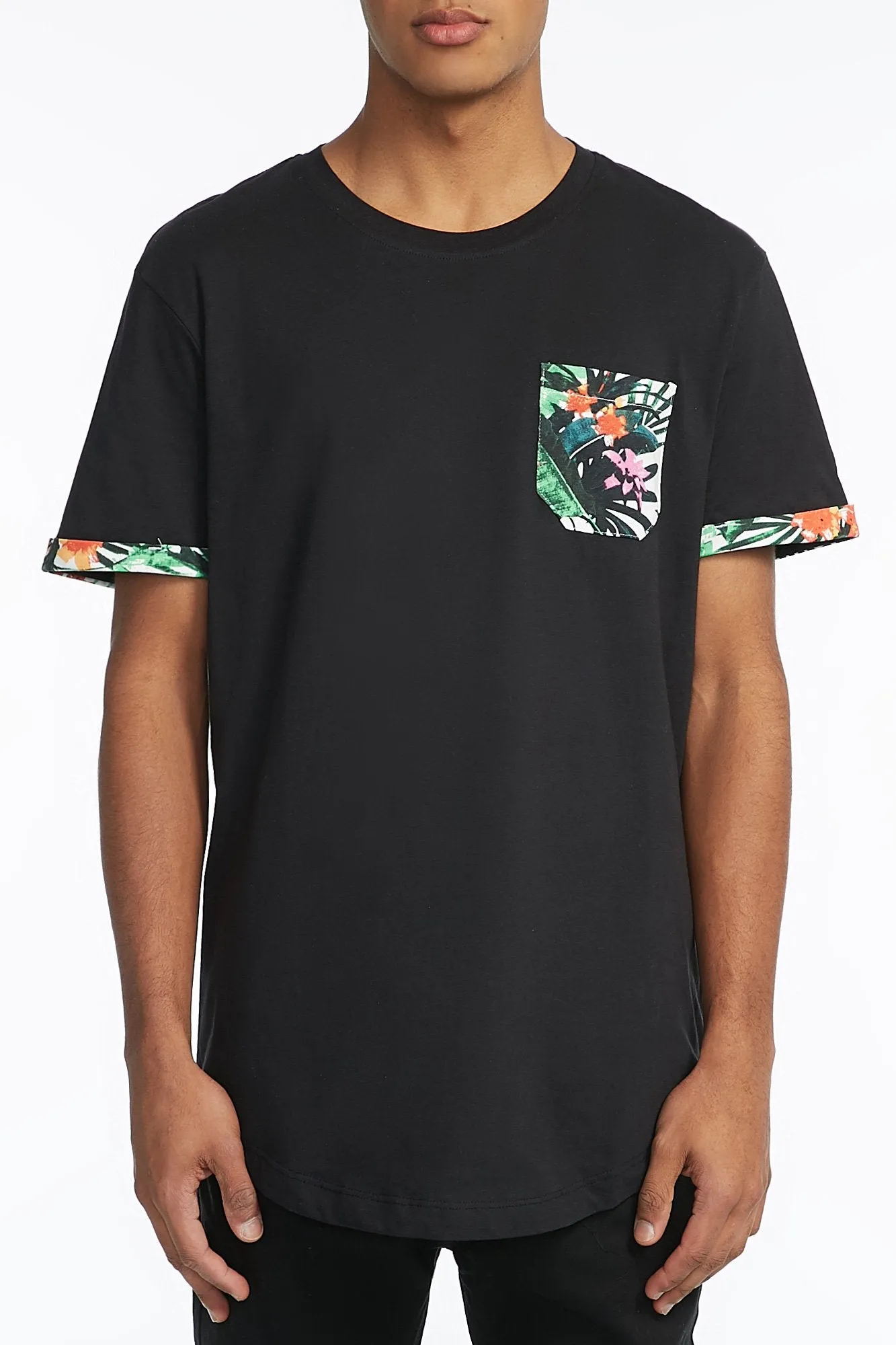 Amnesia Sold Black Tropical Pocket Tee