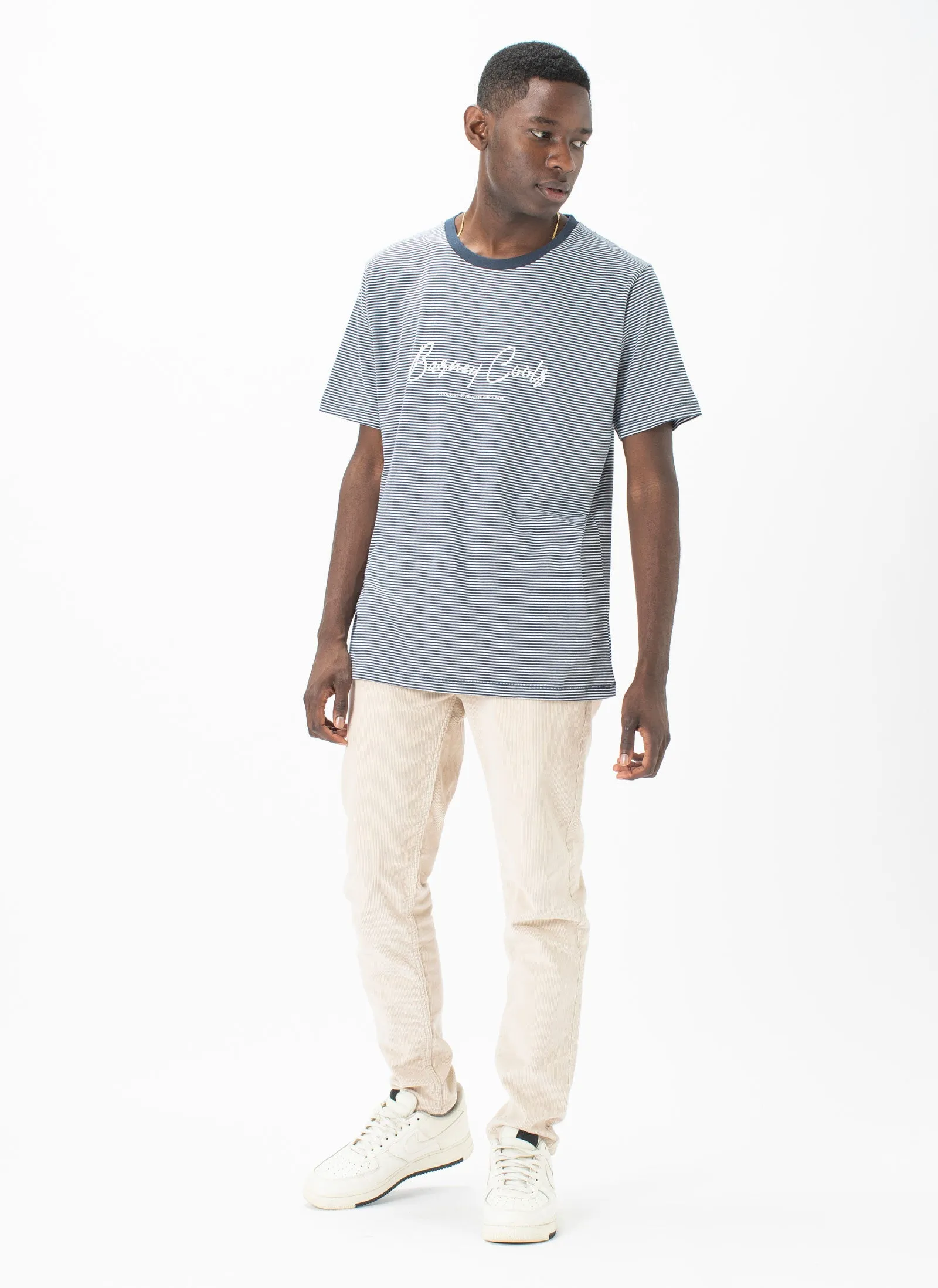 Barney Cools Script Tee Slate Stripe