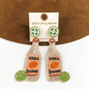 Beaded Vodka Bottle with a Lime in Silver