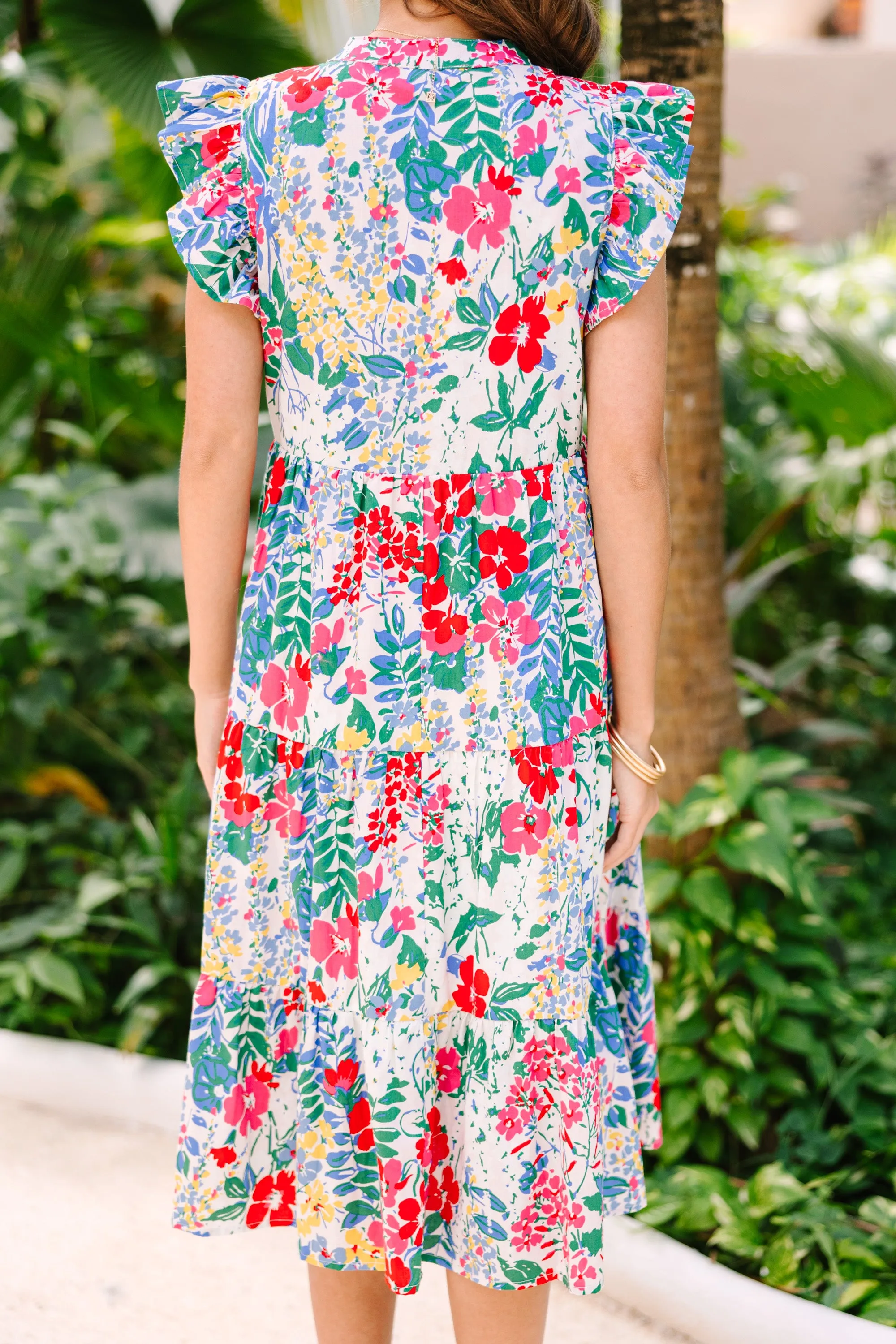 Bright Days Ahead White Floral Midi Dress