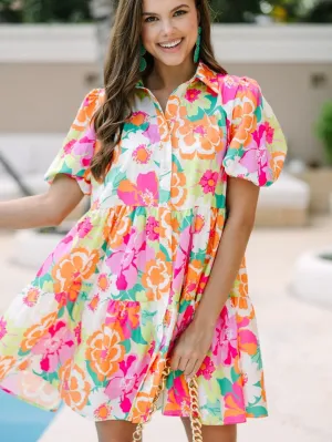 Bright Floral Collared Mini Dress