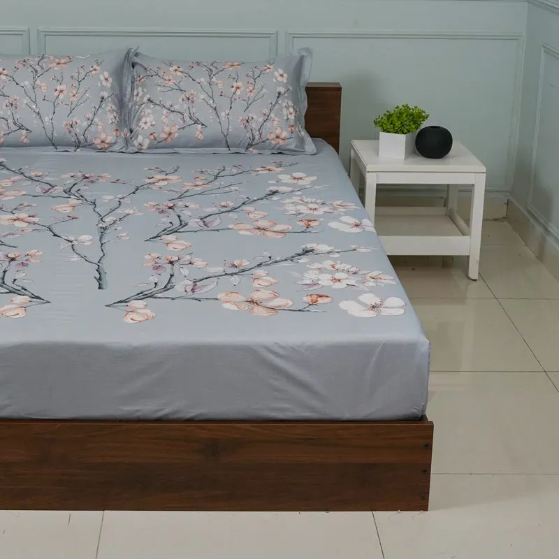 Calla Blossom Floral Bedsheet - Grey