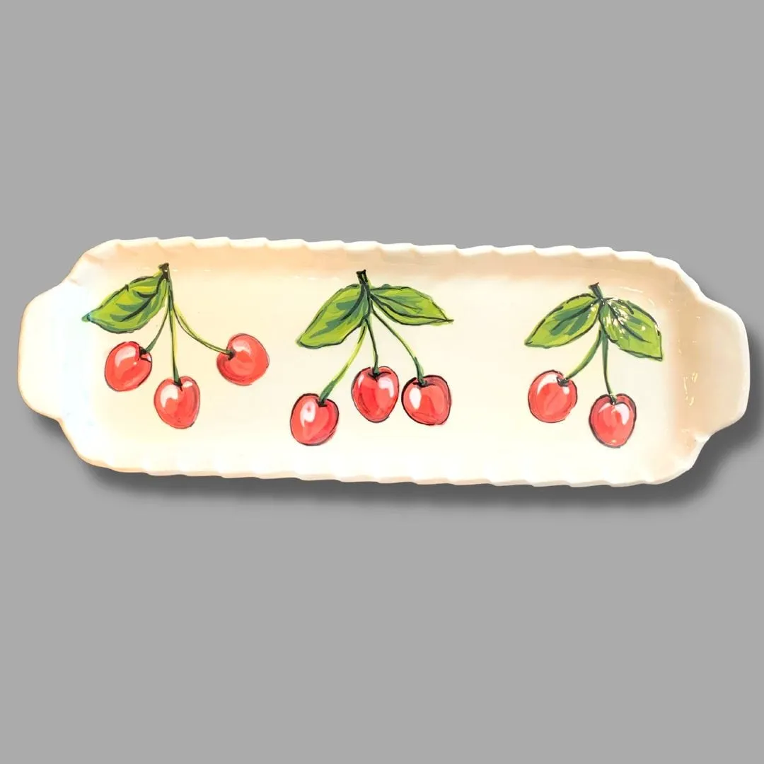 Cherry Medium Handled Rectangular Tray