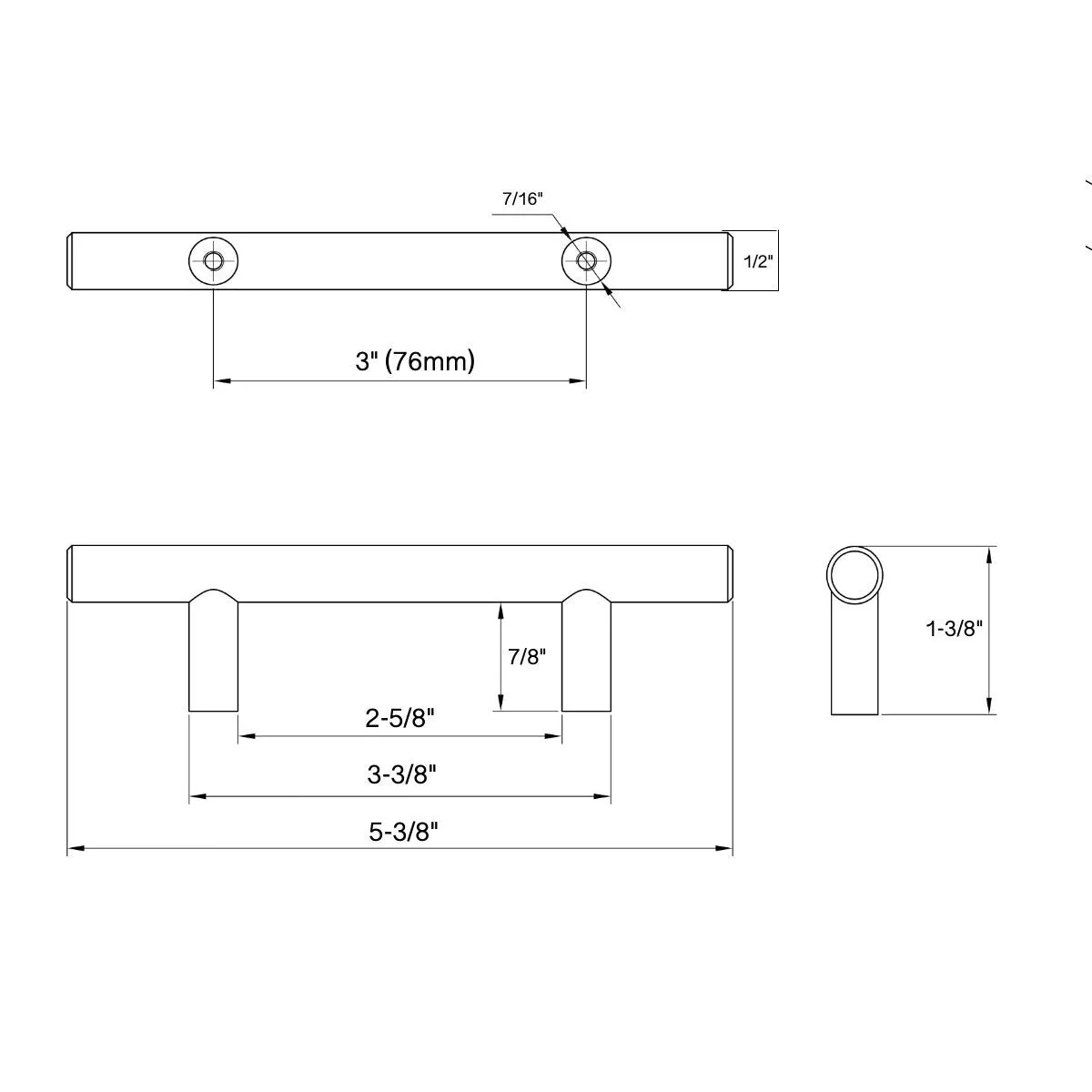 Cosmas 305-030CH Polished Chrome Euro Style Bar Pull