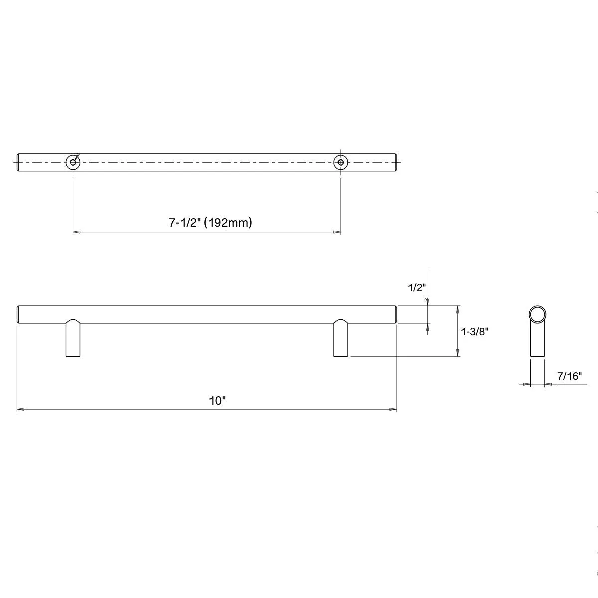 Cosmas 305-192CH Polished Chrome Euro Style Bar Pull