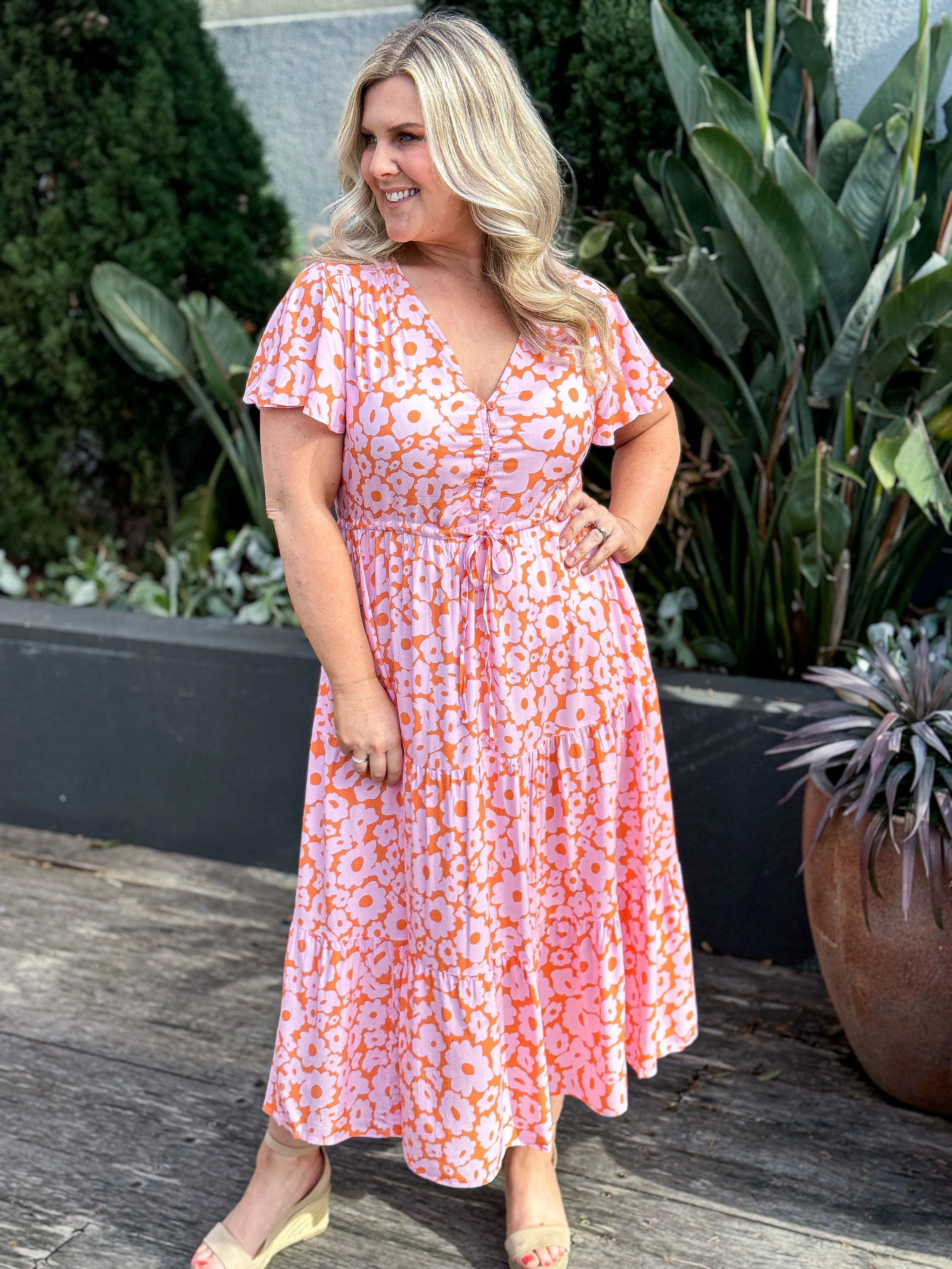 Donna Dress - Orange/ Pink Floral