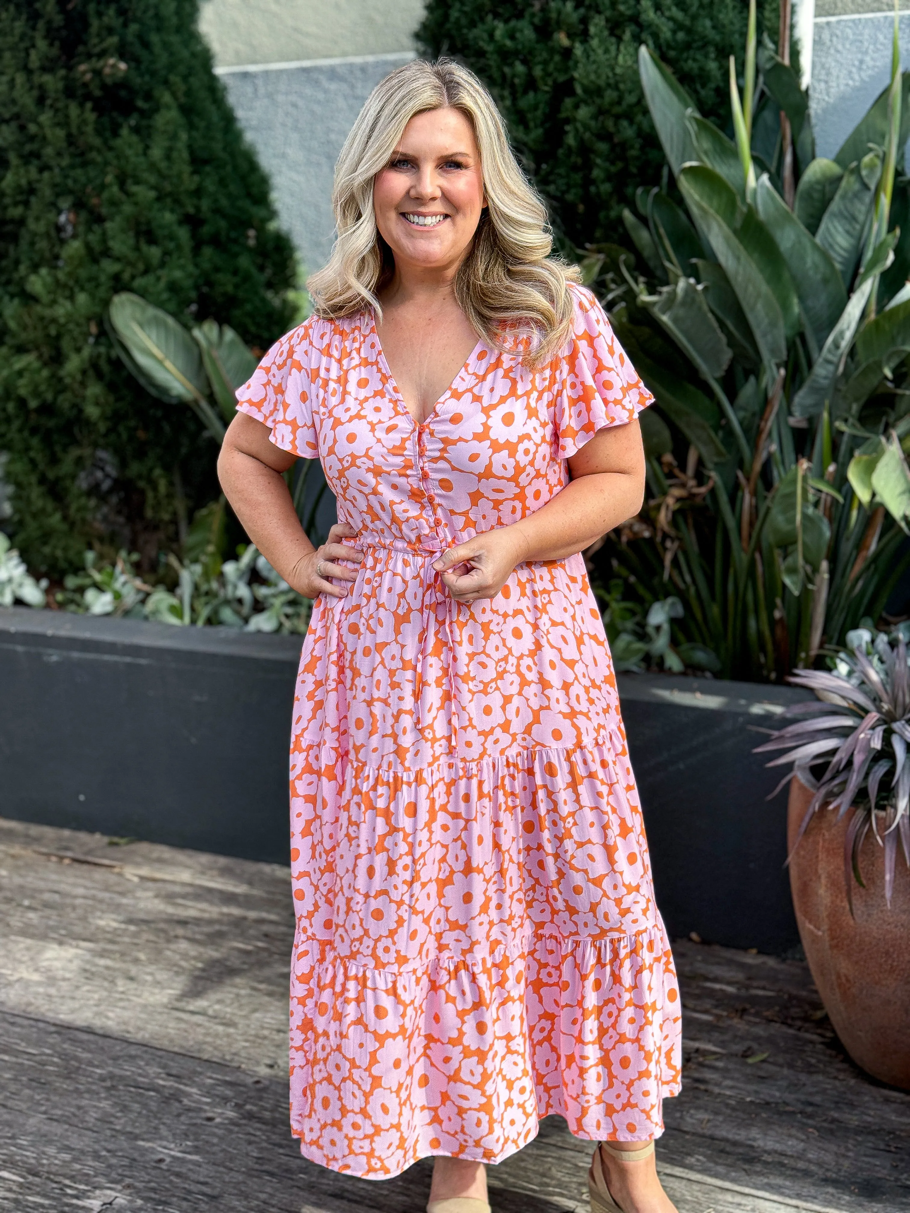 Donna Dress - Orange/ Pink Floral