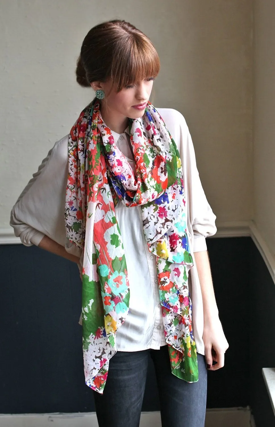 Emma Chiffon Floral Scarf