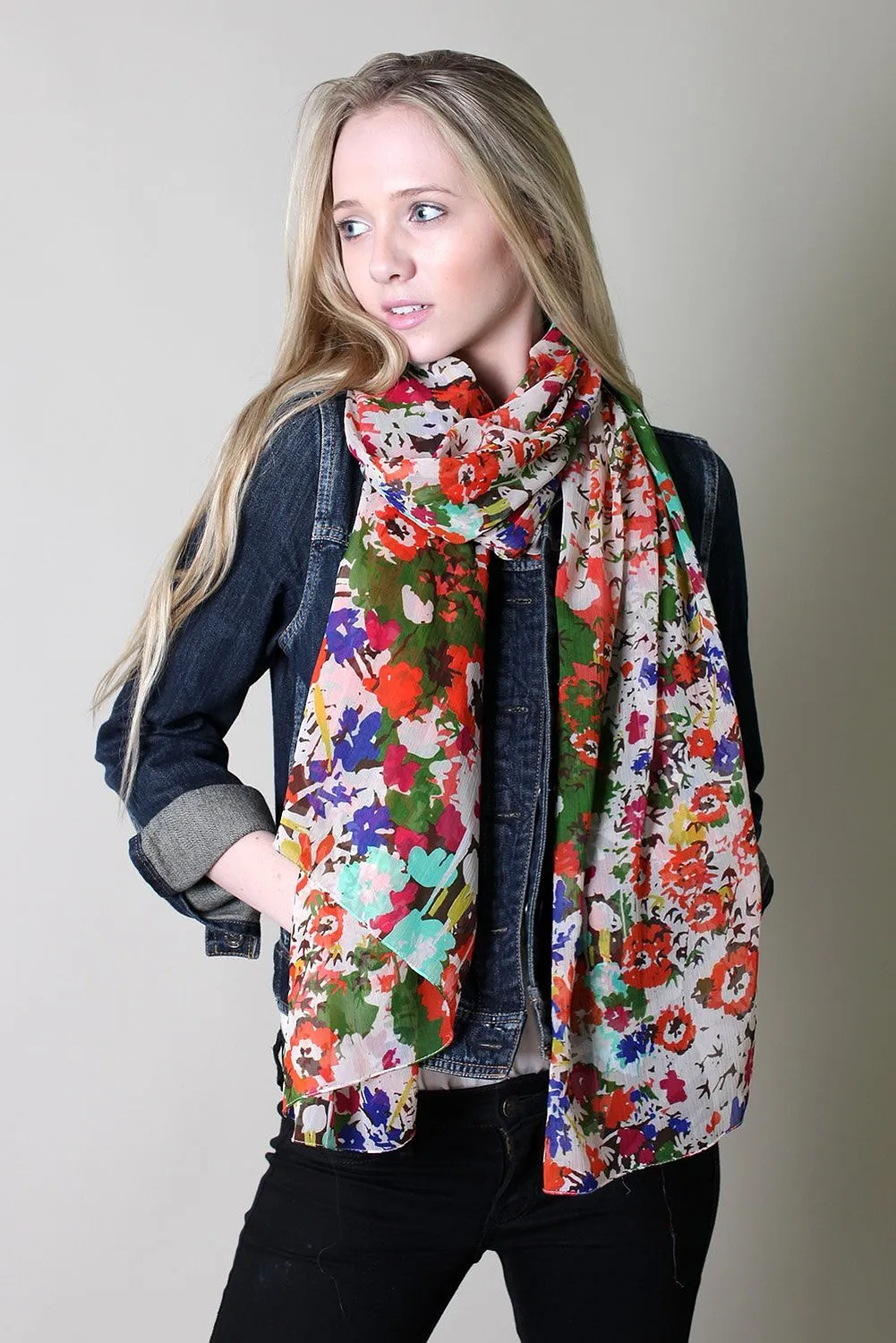 Emma Chiffon Floral Scarf