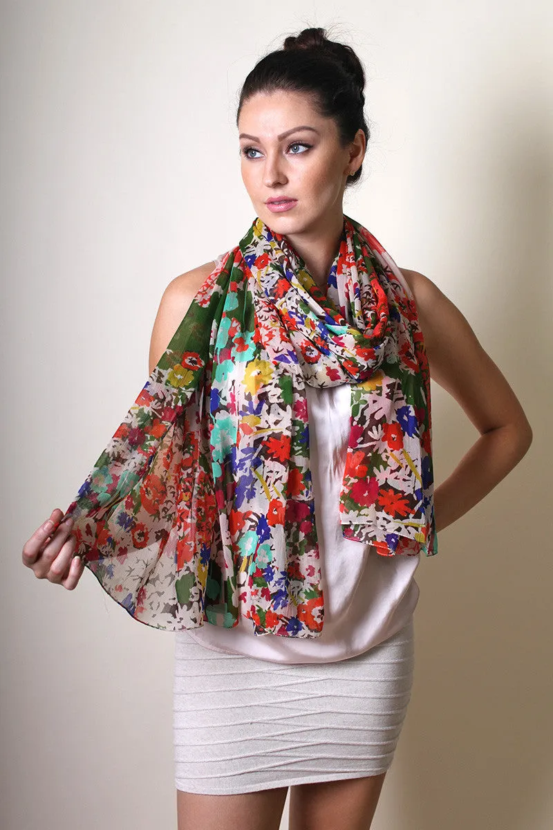 Emma Chiffon Floral Scarf