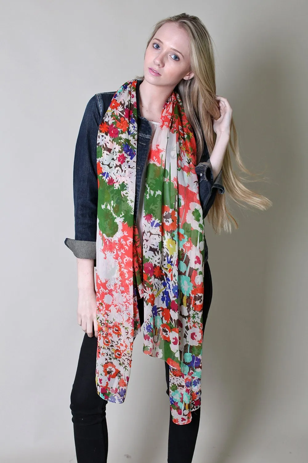 Emma Chiffon Floral Scarf