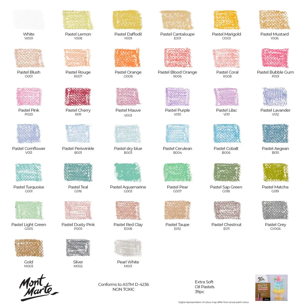 Extra Soft Oil Pastels Macaron Hues Premium 39pc