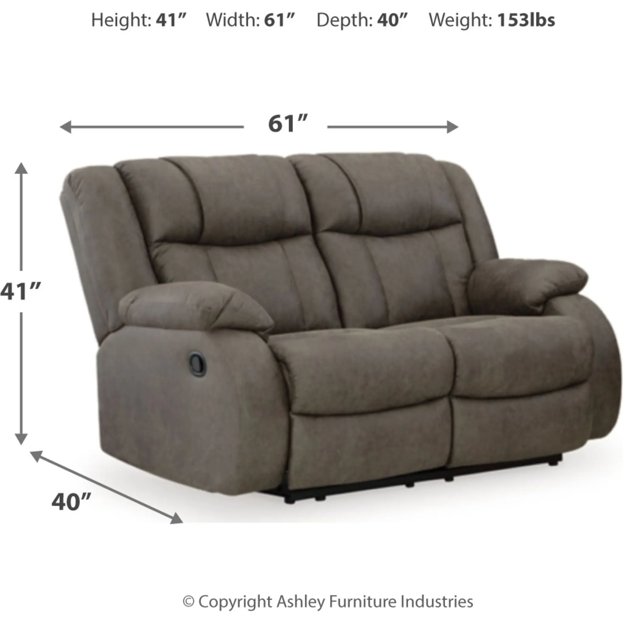 First Base Reclining Loveseat - Gunmetal