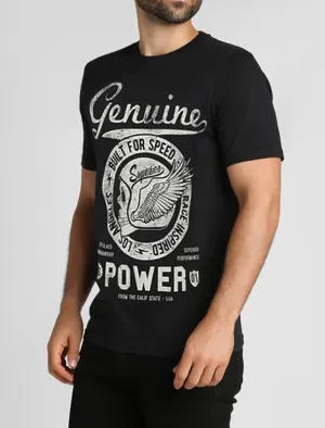 Genuine Motif Cotton T-Shirt In Jet Black - Tokyo Laundry