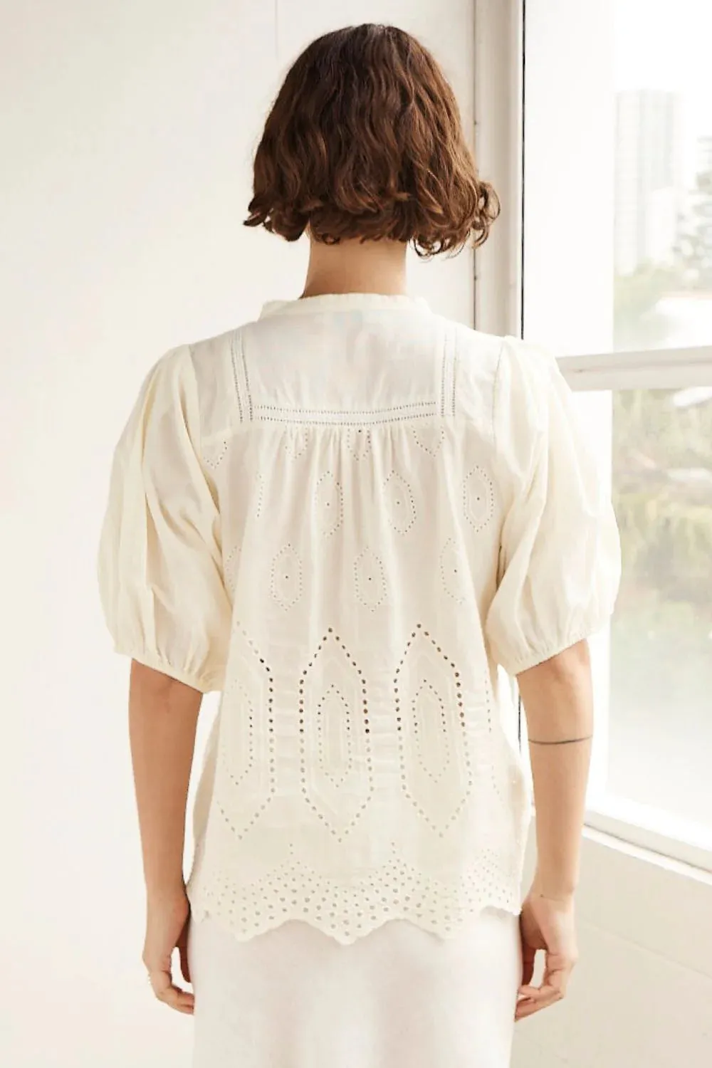 Gleam Top in Cream Broderie