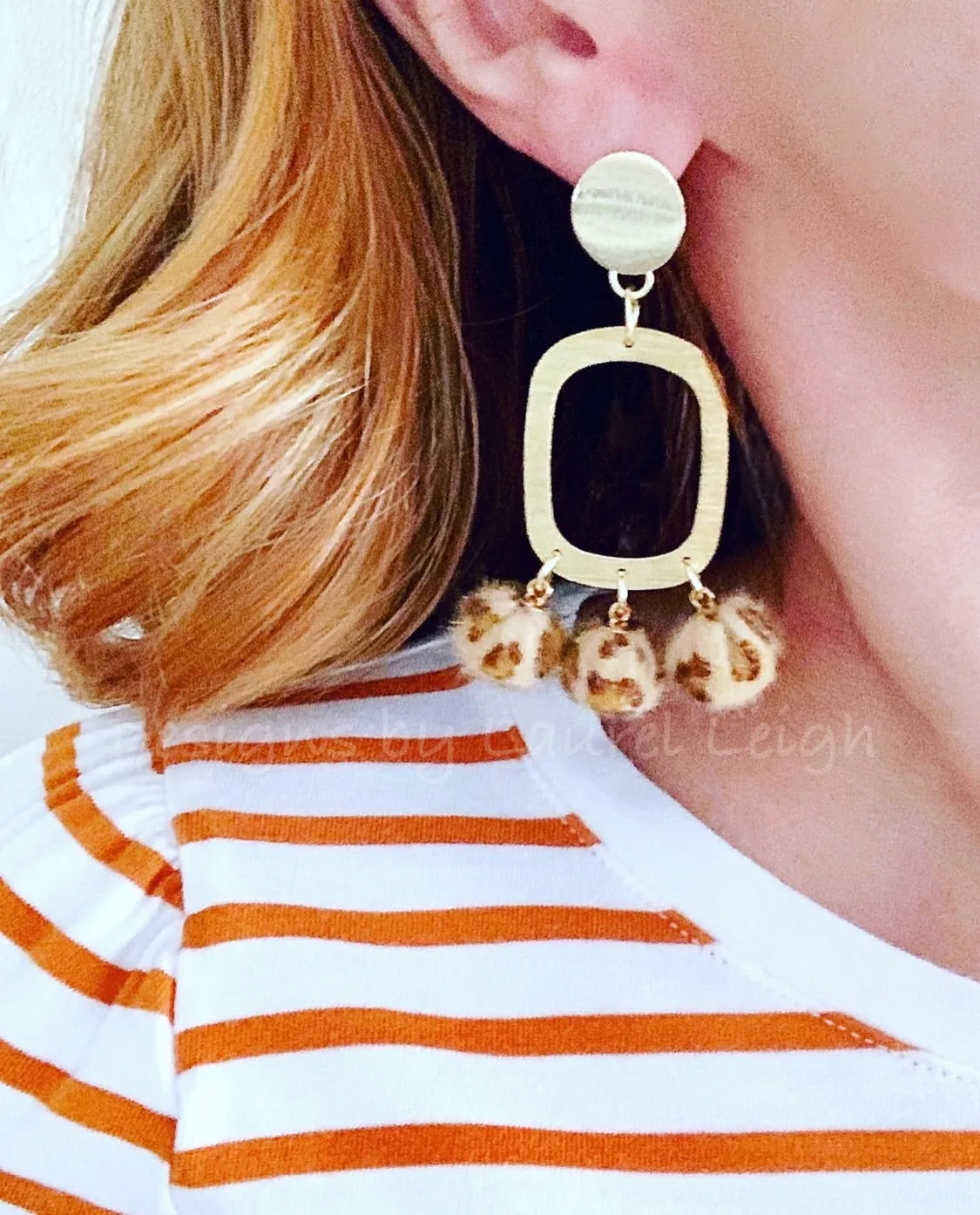 Gold Faux Leather Leopard Chandelier Drop Statement Earrings - Posts