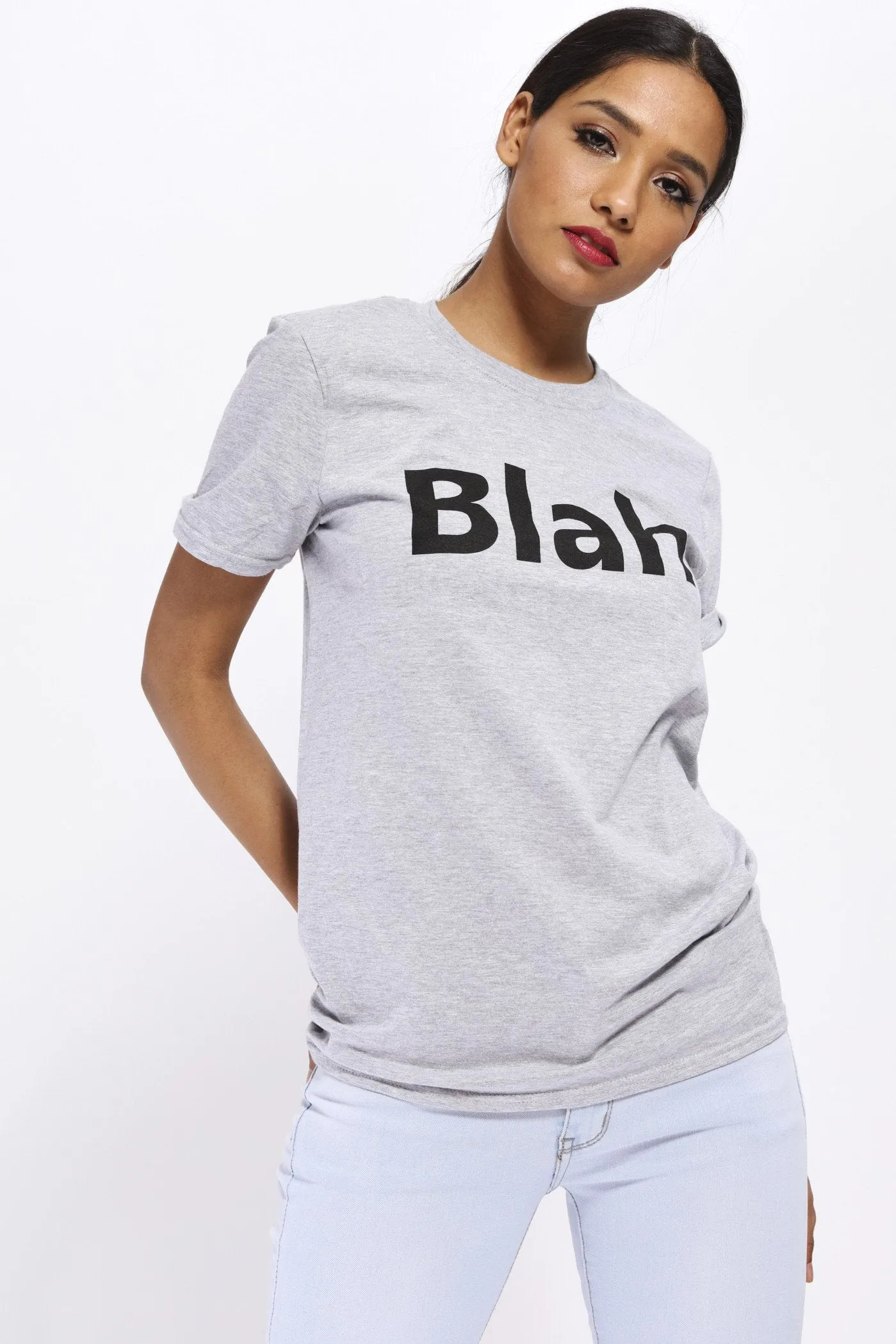 Grey Blah Slogan Tshirt