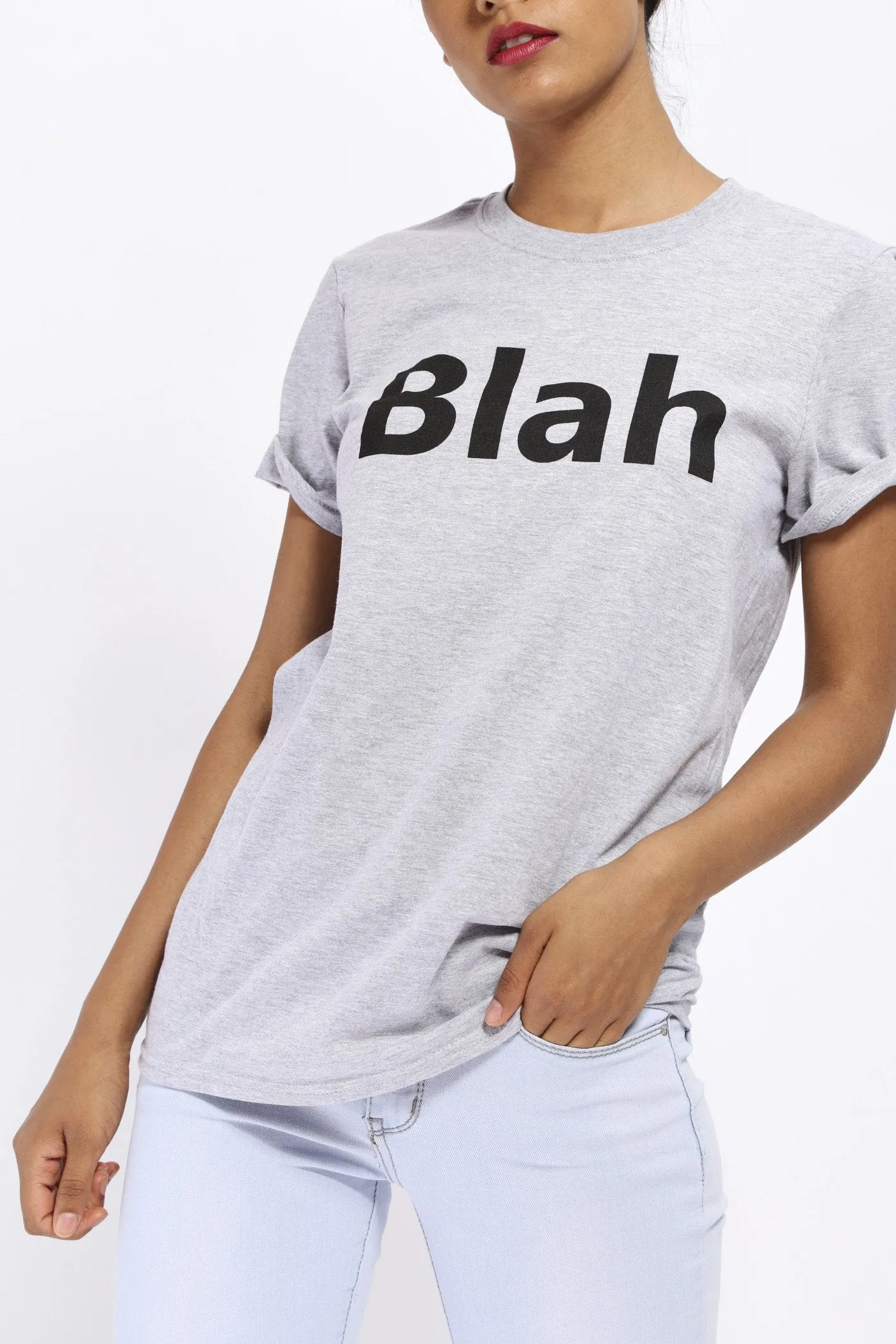 Grey Blah Slogan Tshirt