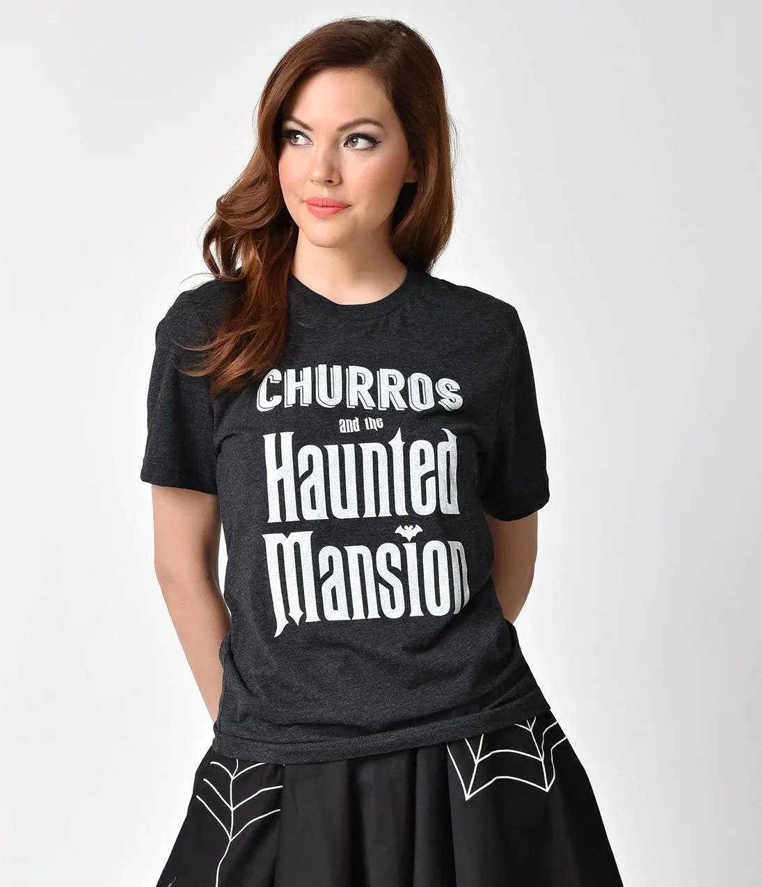 Happiest Tees on Earth Dark Grey Churros and the Haunted Mansion Unisex Tee