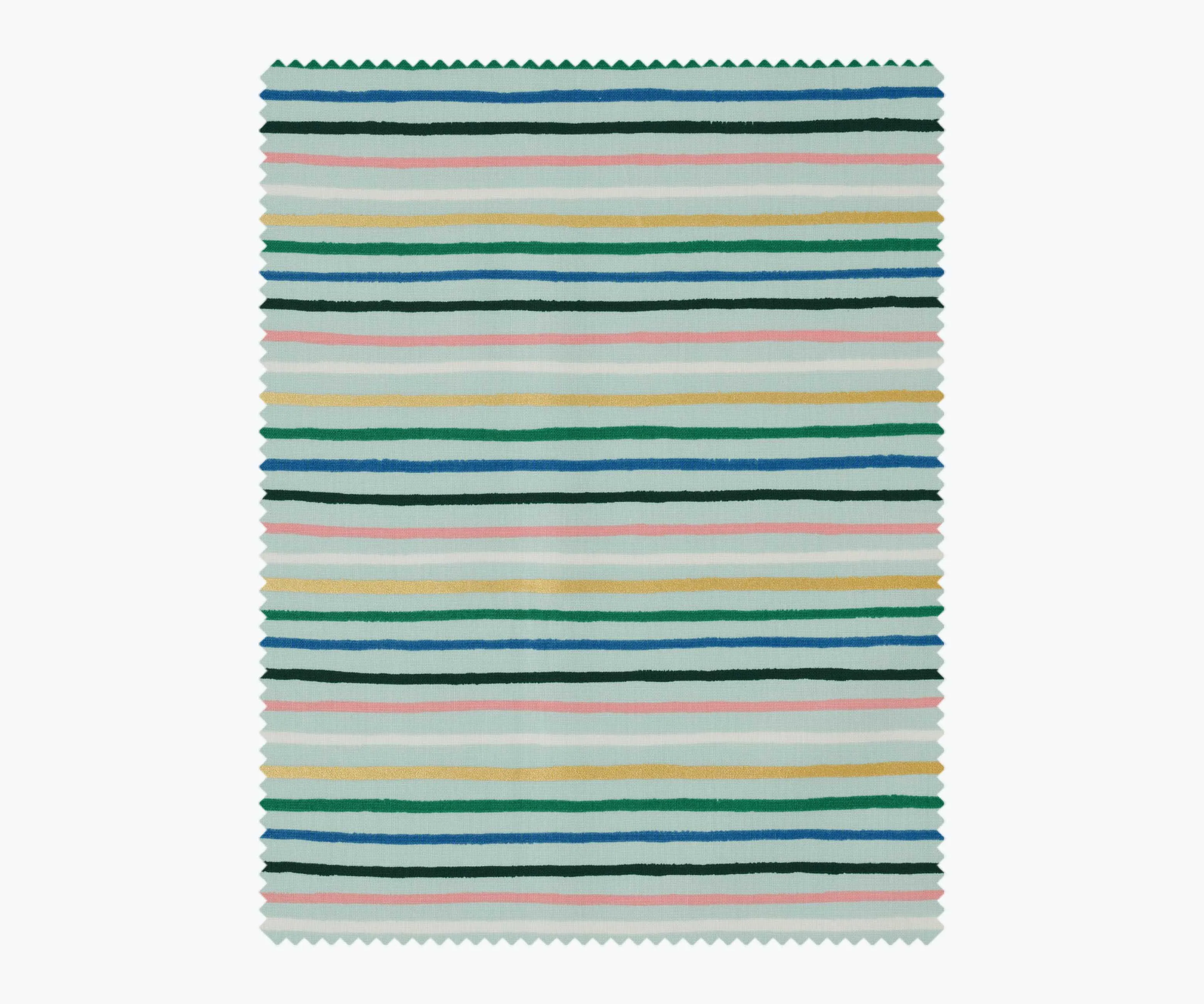 Happy Stripe Cotton Metallic Fabric - Mint