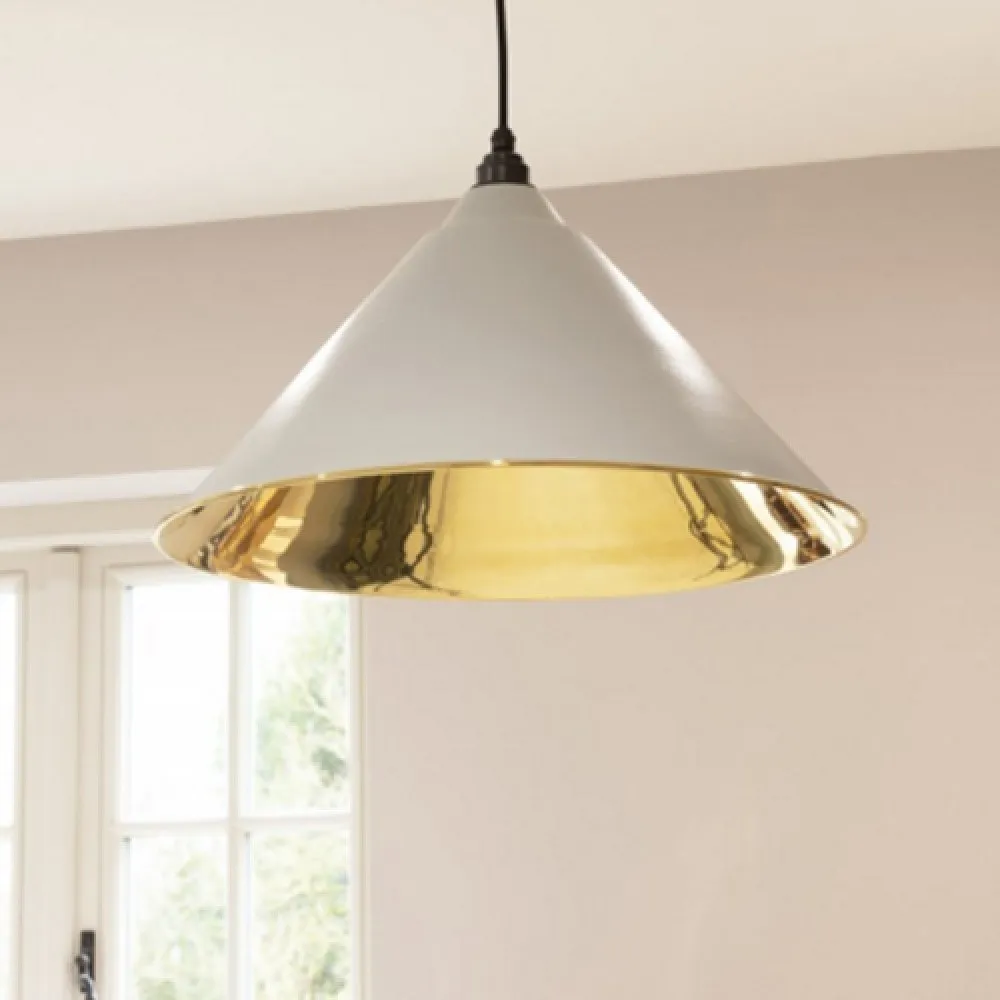 Light Grey & Solid Brass Pendant Light