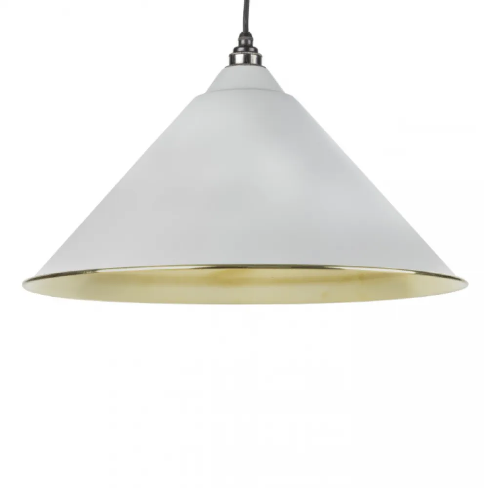 Light Grey & Solid Brass Pendant Light