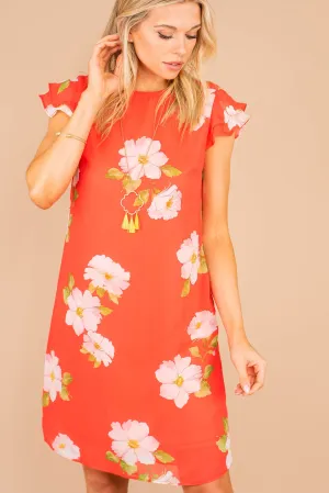 Live In Love Coral Orange Floral Dress