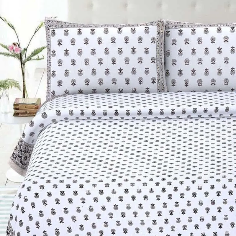 Maitreyi Printed Bedsheet - Grey