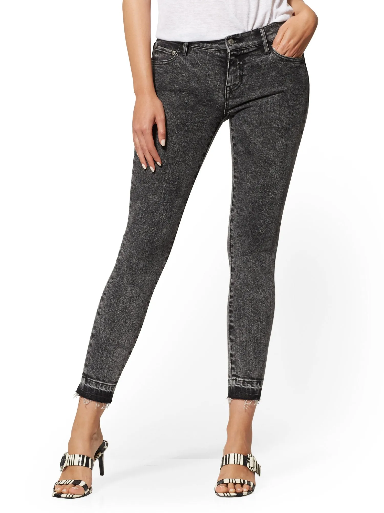 Mid-Rise Super-Skinny Ankle Jeans - Released Hem