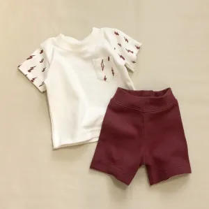 Minimalist Short Sleeve Tee   Shorts Set Crushed Berry