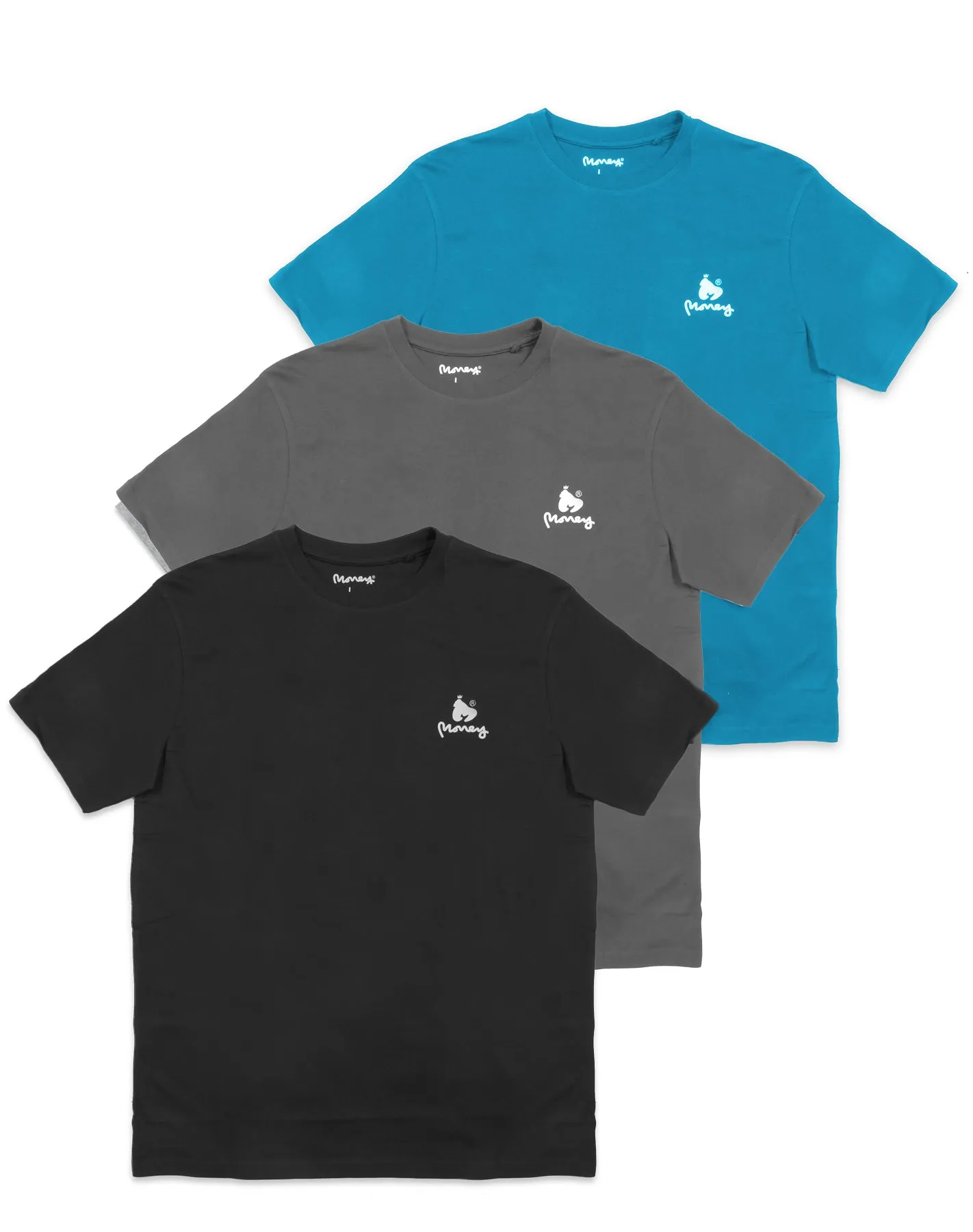 Money Lounger Mix Tee 3pk Grey/Blue/Black