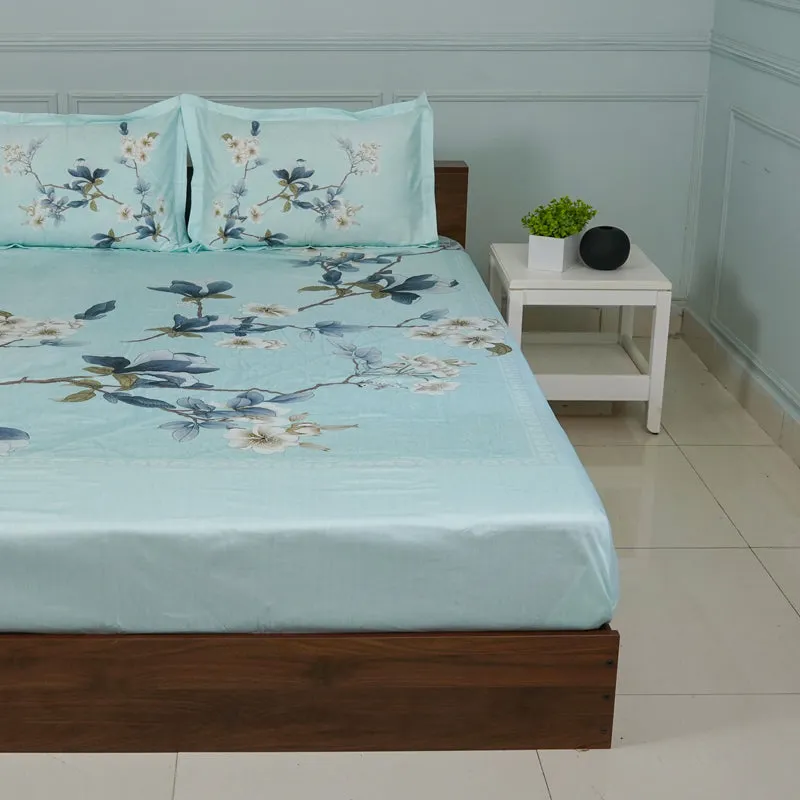 Nigaar Floral Bedsheet - Pista Green