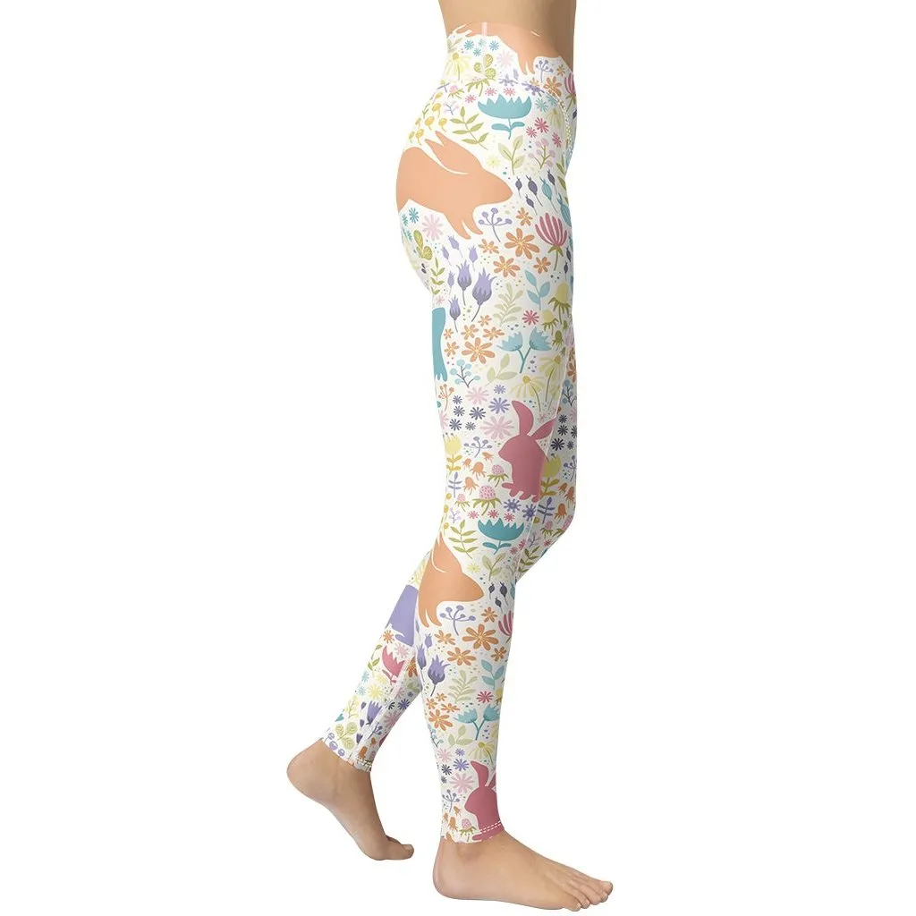 Pastel Easter Garden Yoga Leggings