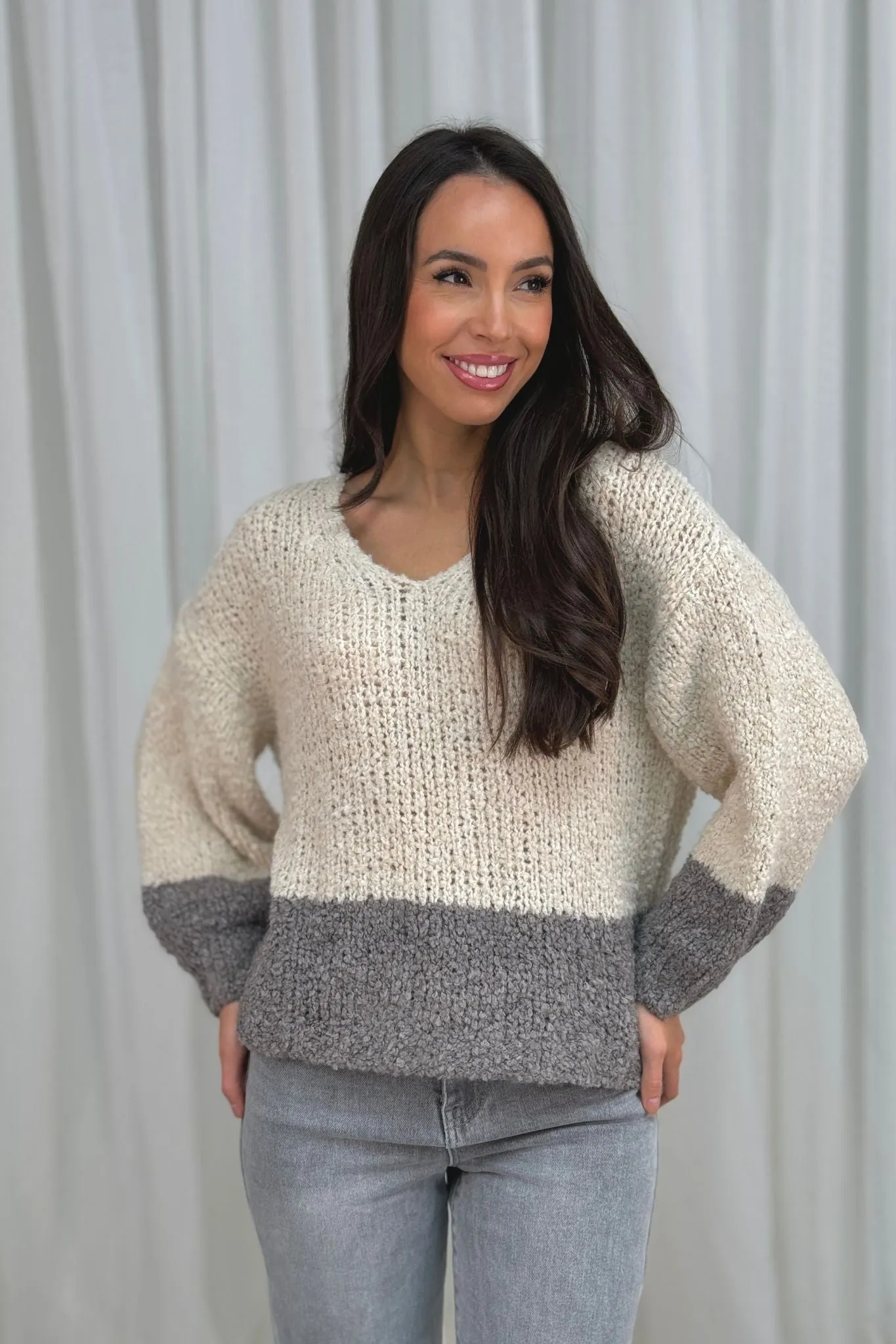 Pia Contrast Jumper In Neutral Mix