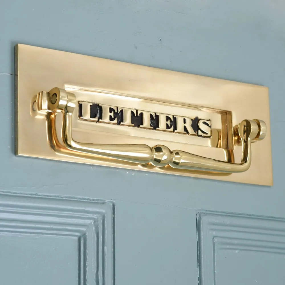 Polished Antique Brass Classic LETTERS Letterplate With Clapper