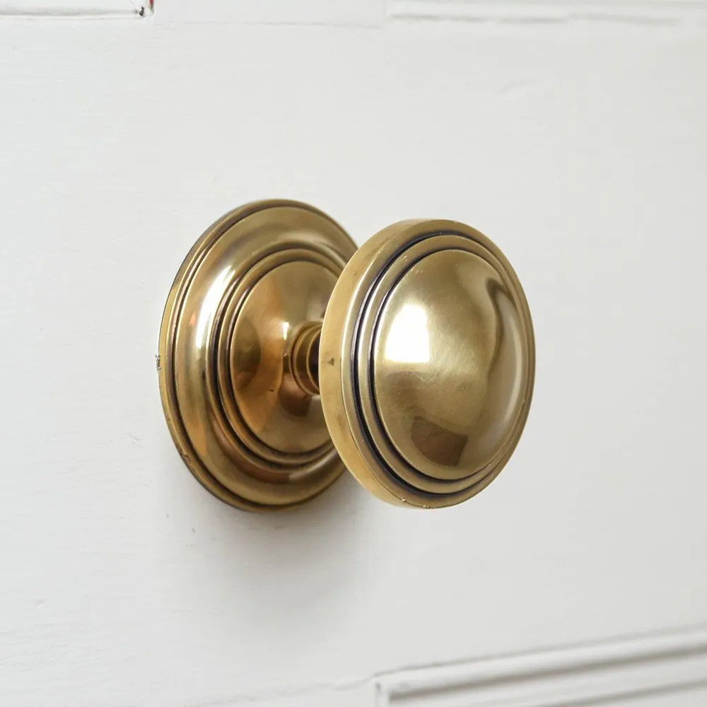 Polished Antique Brass Round Art Deco Door Pull