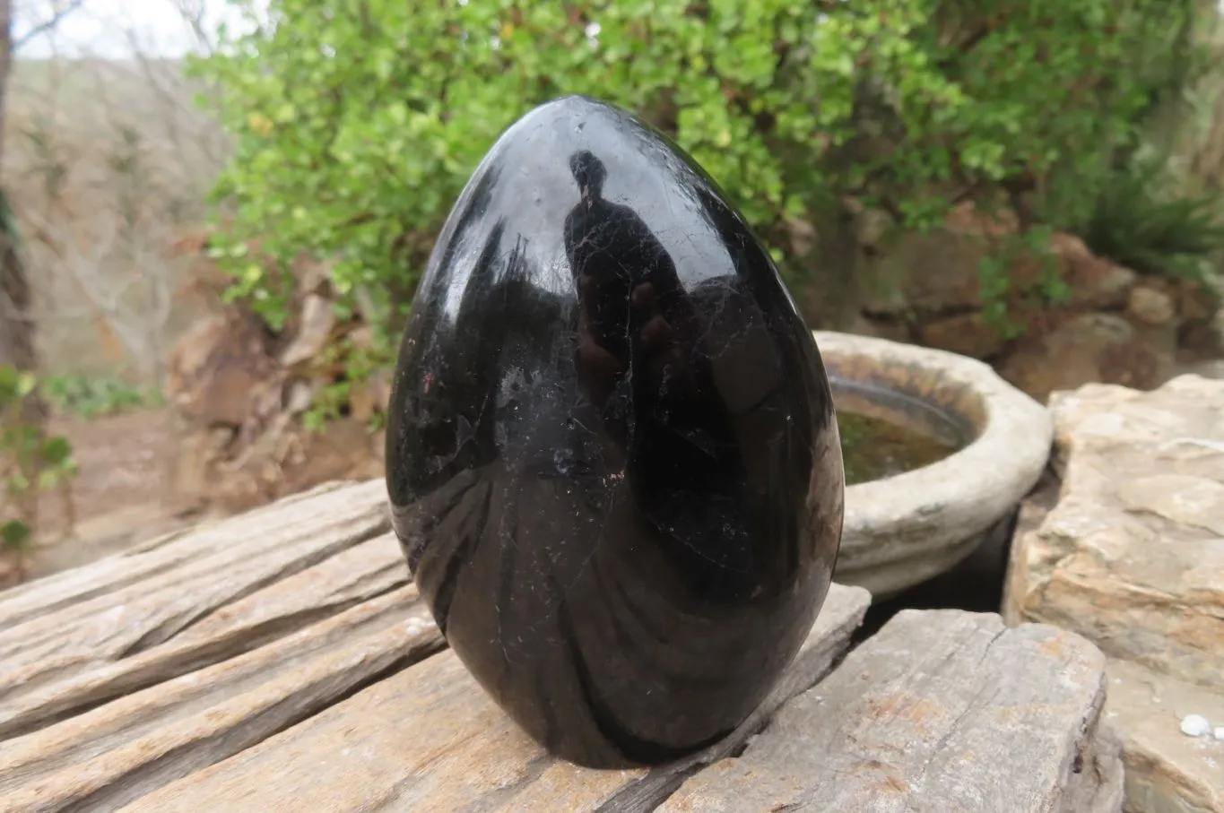 Polished Black Tourmaline Standing Free Form x 2 From Madagascar