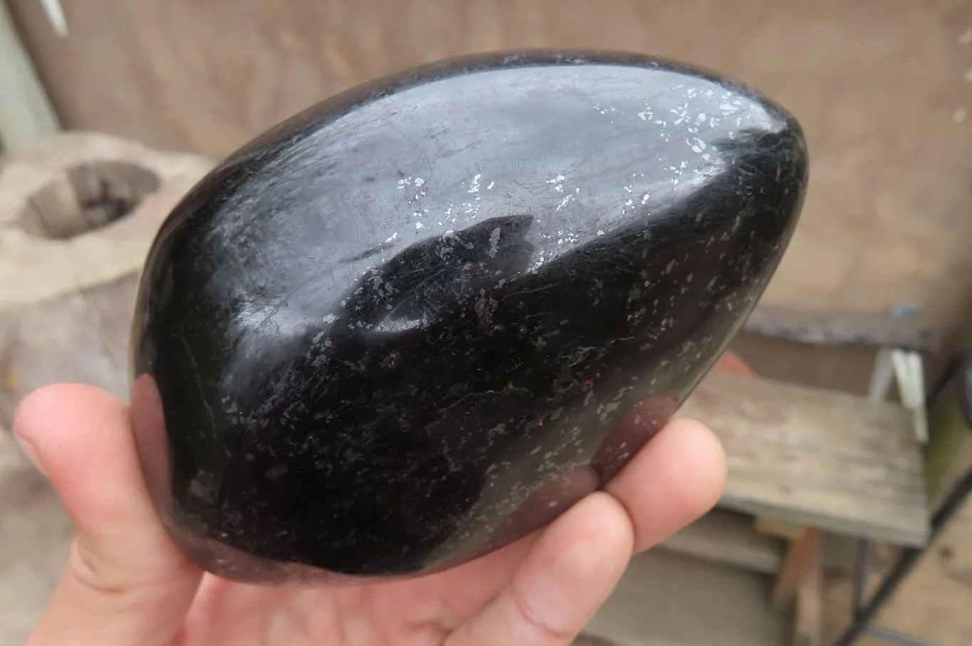 Polished Black Tourmaline Standing Free Form x 2 From Madagascar