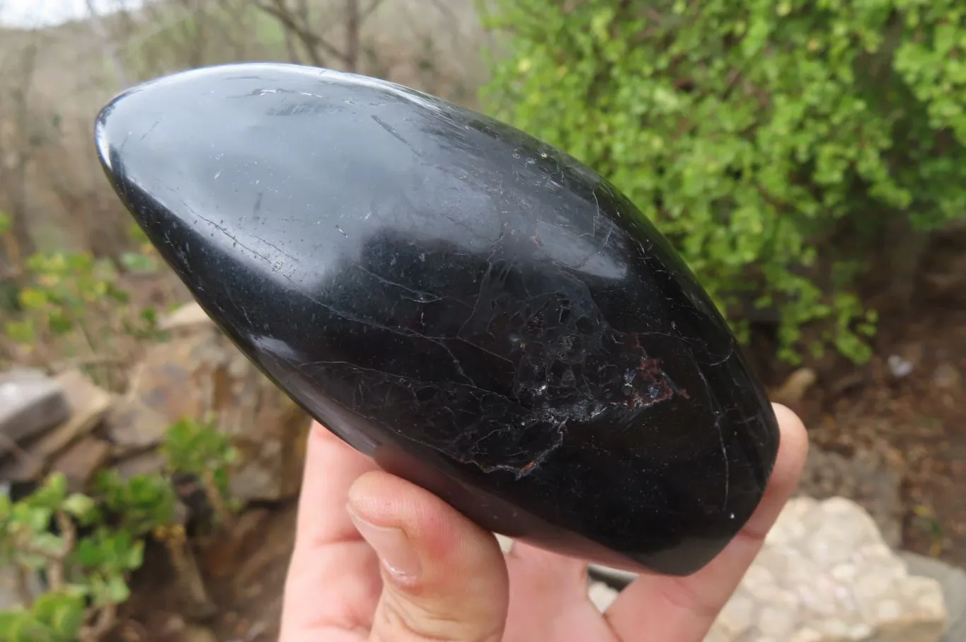 Polished Black Tourmaline Standing Free Form x 2 From Madagascar