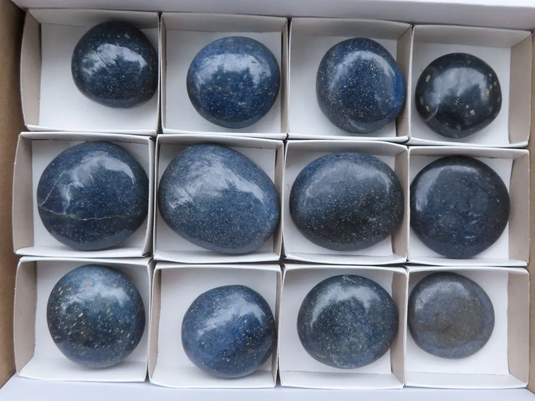 Polished Blue Lazulite Palm Stones  x 12 From Madagascar