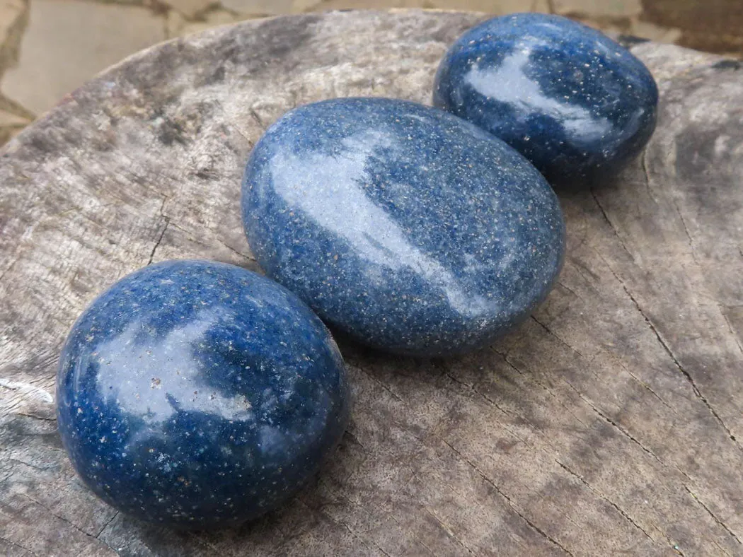 Polished Blue Lazulite Palm Stones  x 12 From Madagascar