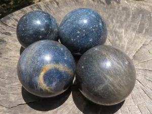 Polished Blue Lazulite Spheres  x 4 From Madagascar